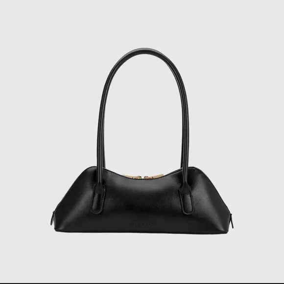 Melie Bianco Black Gold Hardware Shoulder Bag NWT Vegan Faux Leather - Picture 1 of 5